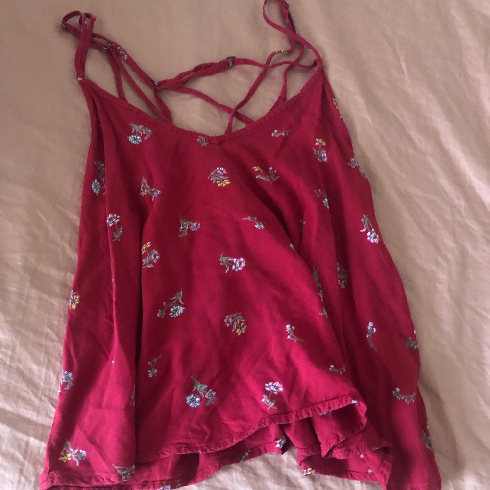 Hollister red flower tank top